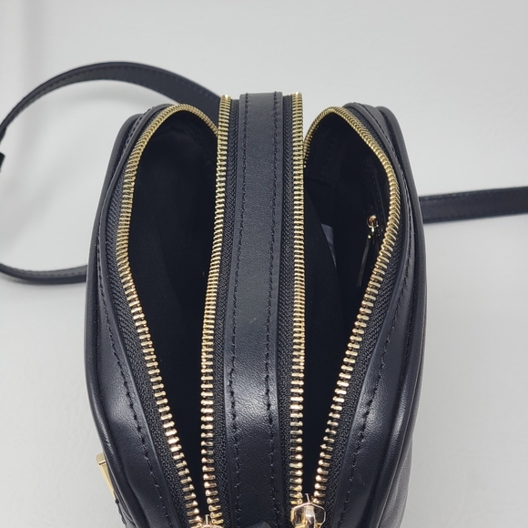 Ted Baker Black Leather Camera Gold Colored Hardware Crossbody Handbag Purse New - Picture 5 of 15